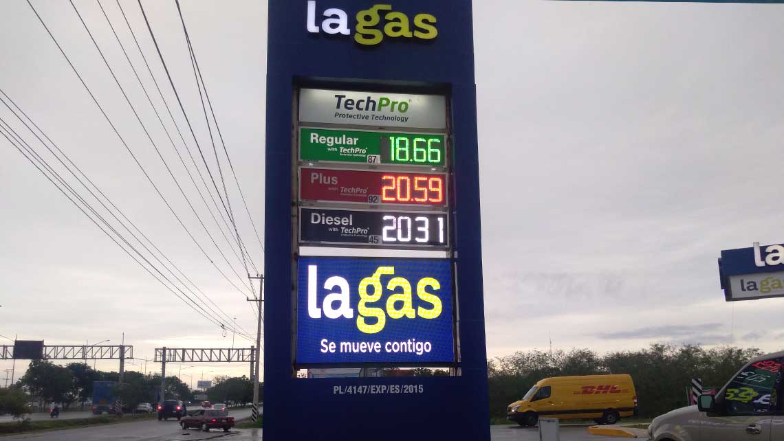 Pantalla LED para Gasolineras en Merida La Gas